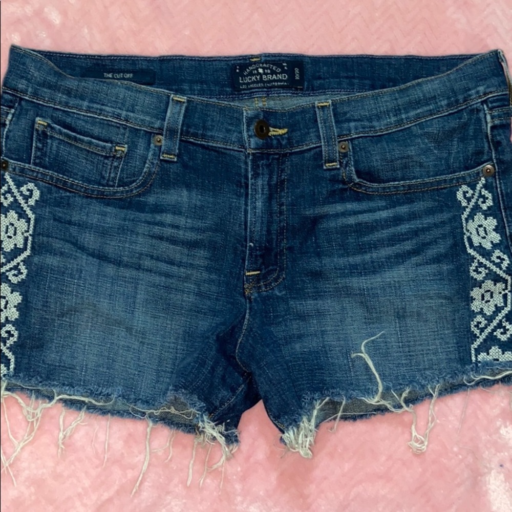 Handcrafted Lucky Brand jeans shorts.